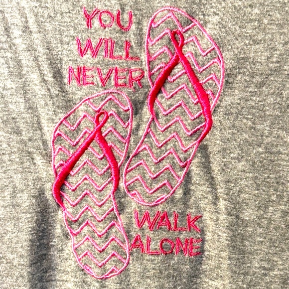 Women's Gray Long Sleeve Tee with Pink Flip-Flop Design - Picture 4 of 7